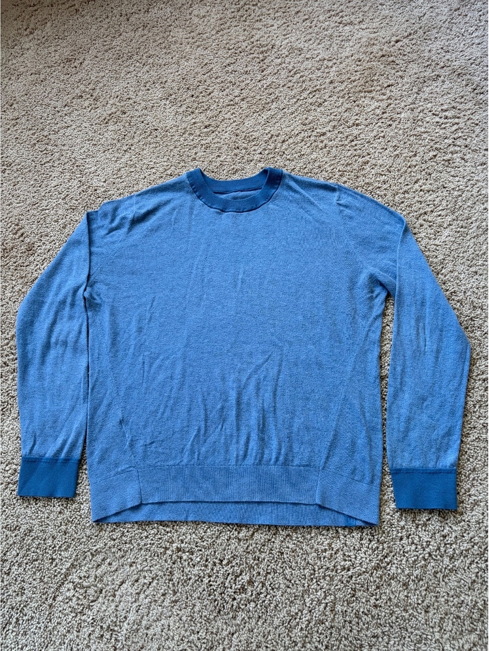 Women's Lululemon Silk-Blend Crewneck Sweater Heathered Soft Denim blue Size 8